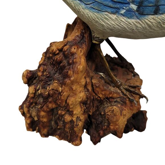 Blue Jay Original Hand Carved Wooden Bird Figurine Vintage Art Sculpture - Picture 7 of 10